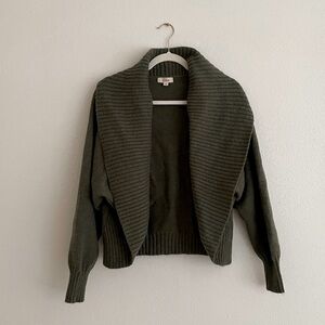 Elan Open Front Cardigan 90's Crop Sweater Green